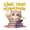 Cat and Books Sticker