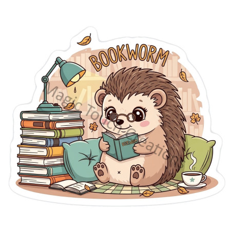 Bookworm Hedgehog Sticker