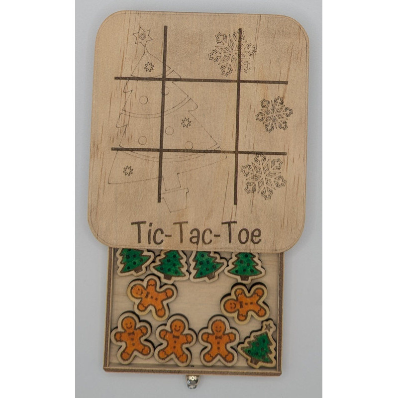 Christmas Tic-Tac-Toe Wooden Game Set