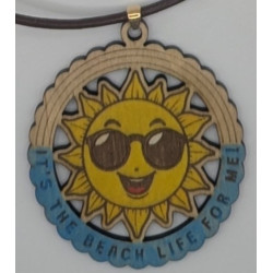 “Beach Life” Smiling Sun Pendant Necklace