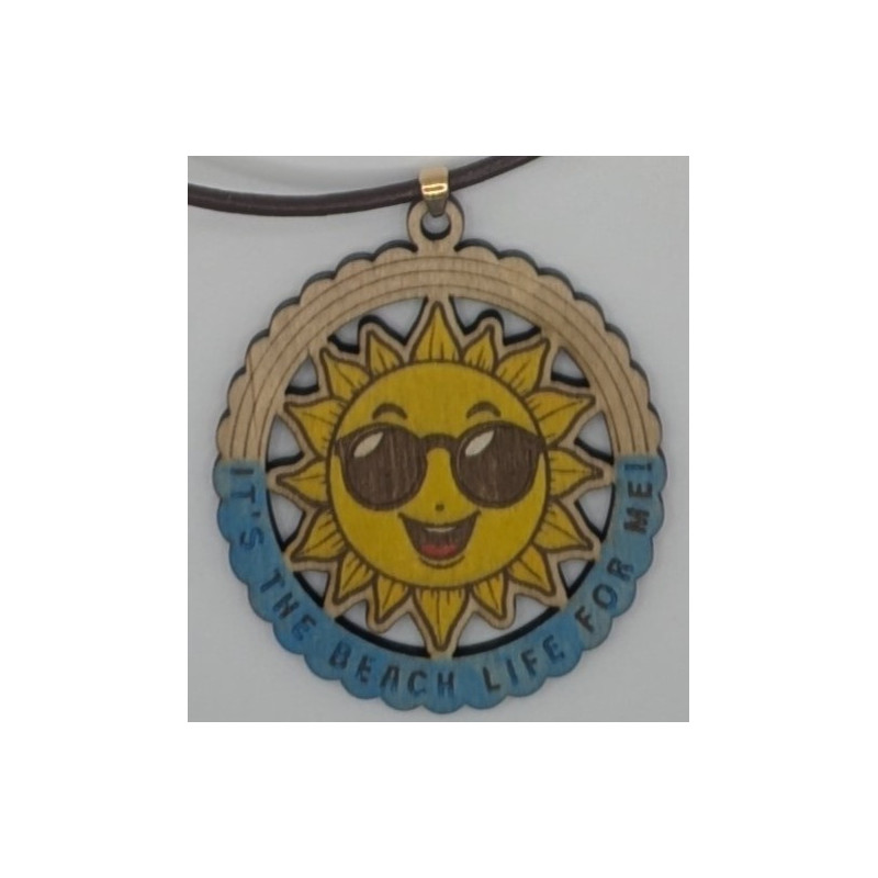 “Beach Life” Smiling Sun Pendant Necklace