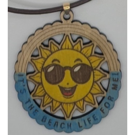 “Beach Life” Smiling Sun Pendant Necklace