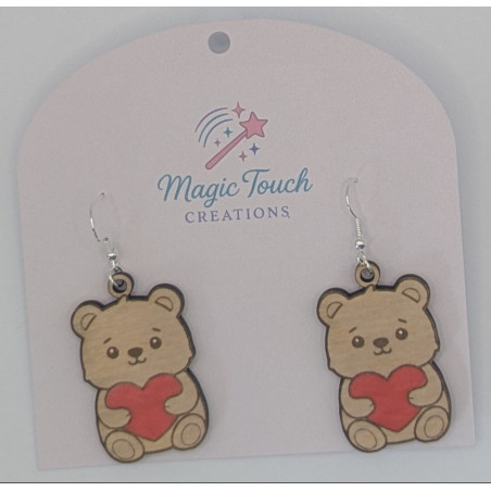Teddy Bear Heart Earrings