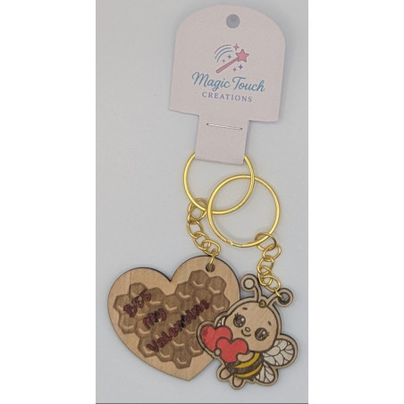 Bee My Valentine Wooden Keyring