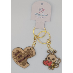 Bee My Valentine Wooden Keyring